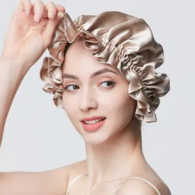 Svilena spalna kapa iz 100 % murve svile Black