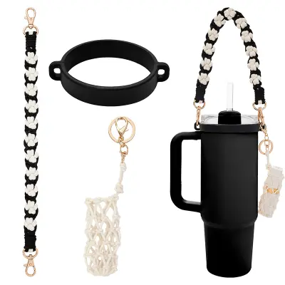 Ročno tkana torbica za steklenico za vodo Black&White