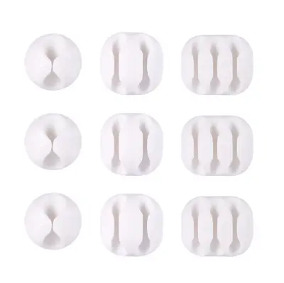 Silikonski kabelski sponke, 9-delni organizator kablov White