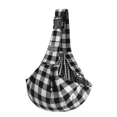 Nastavljiva karirasta nosilka za majhne pse in mačke Black+White
