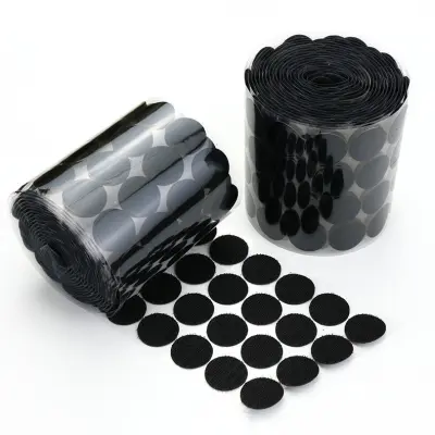 Komplet okroglih samolepilnih kavljev in zank Black L