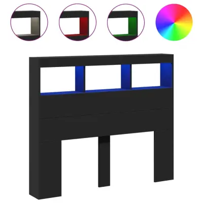 vidaXL Omarica za vzglavje postelje LED črna 120x17x102 cm