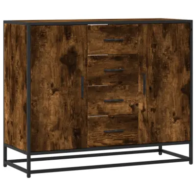 vidaXL Komoda dimljeni hrast 92x35x76 cm konstruiran les