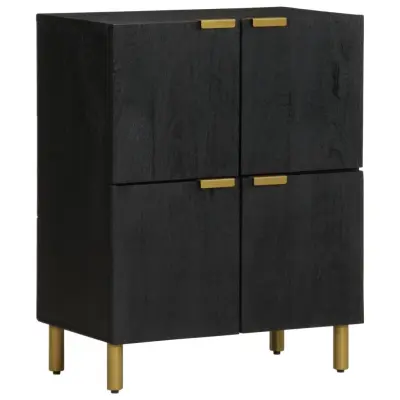 vidaXL Komoda črn 60x33x75 cm inženirski les