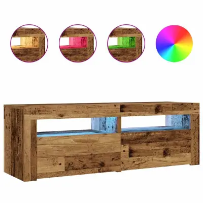 vidaXL Nočna omarica 2 kosa z LED lučkami stari les 60x35x40 cm