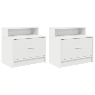 vidaXL Nočne omarice s predalom 2 kosa bela 51x31x47 cm