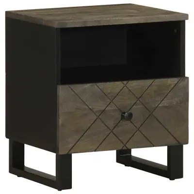 vidaXL Nočna omarica črna 40x33x46 cm trden mangov les