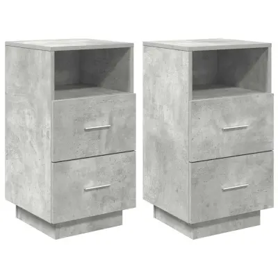 vidaXL Nočne omarice z 2 predaloma 2 kosa betonsko siv 36x36x68 cm