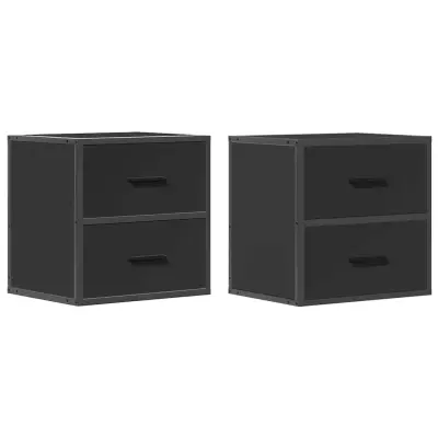vidaXL Stenska nočna omarica 2 kosa črna 40x31x39,5 cm