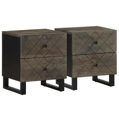 vidaXL Nočna omarica 2 kosa črna 40x33x46 cm trden mangov les