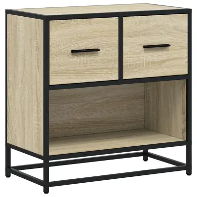 vidaXL Nočna omarica sonoma hrast 60x31x60 cm inž. les in kovina