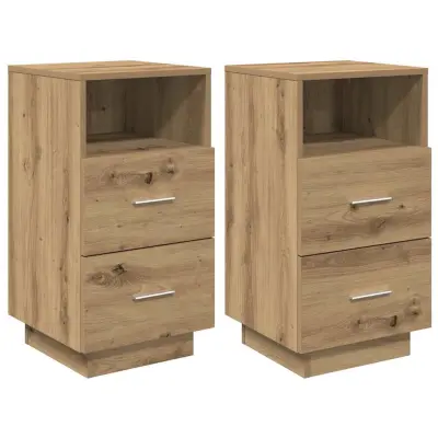 vidaXL Nočne omarice z 2 predaloma 2 kosa artisan hrast 36x36x68 cm