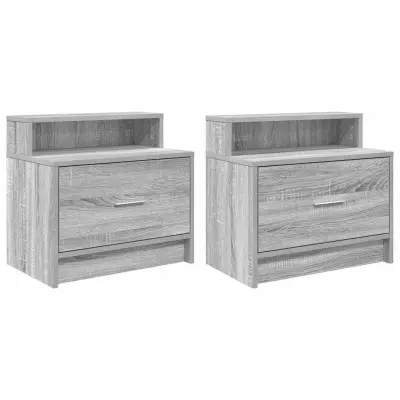 vidaXL Nočne omarice s predalom 2 kosa siva sonoma 51x31x47 cm
