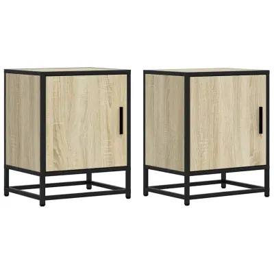 vidaXL Nočna omarica 2 kosa sonoma hrast 40x31x50 cm inž. les/kovina