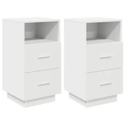 vidaXL Nočne omarice z 2 predaloma 2 kosa bela 36x36x68 cm
