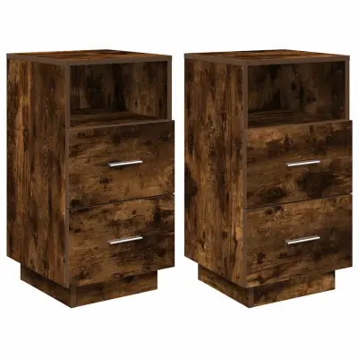 vidaXL Nočne omarice z 2 predaloma 2 kosa dim. hrast 36x36x68 cm