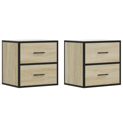 vidaXL Stenska nočna omarica 2 kosa sonoma hrast 40x31x39,5 cm