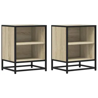 vidaXL Nočna omarica 2 kosa sonoma hrast 40x31x50 cm inž. les/kovina