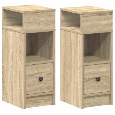 vidaXL Nočne omarice s predalom 2 kosa sonoma hrast 25x31x66 cm