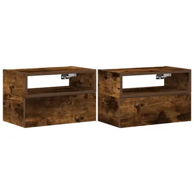 vidaXL Stenska nočna omarica 2 kosa dimljeni hrast 45x26x28,5 cm
