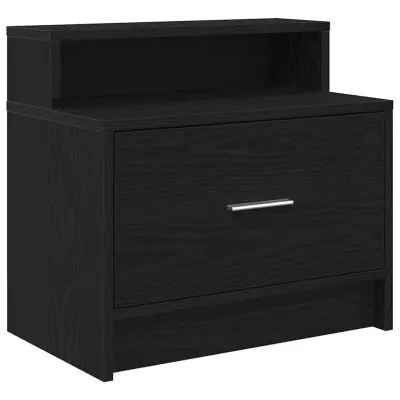 vidaXL Nočna omarica z predalom črna hrast 51x31x47 cm