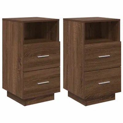 vidaXL Nočne omarice z 2 predaloma 2 kosa rjavi hrast 36x36x68 cm