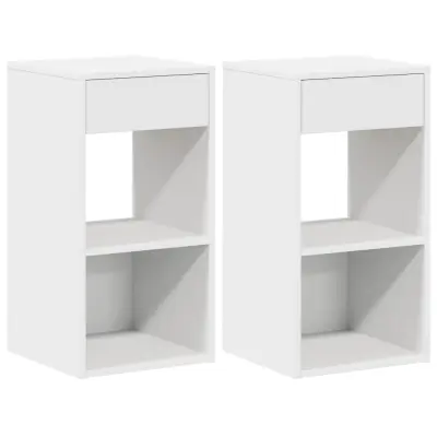 vidaXL Nočne omarice s predalom 2 kosa bela 35x34x66,5 cm