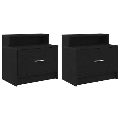 vidaXL Nočne omarice s predalom 2 kosa črna hrast 51x31x47 cm