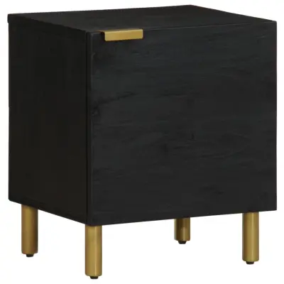 vidaXL Nočna omarica črna 40x33x46 cm trden mangov les