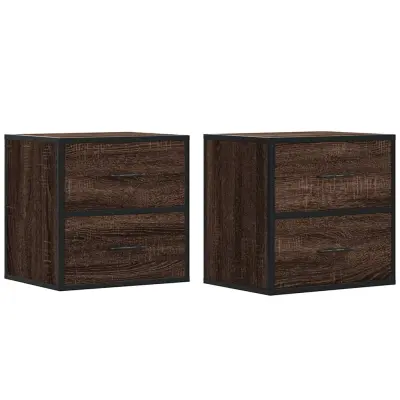 vidaXL Stenska nočna omarica 2 kosa rjavi hrast 40x31x39,5 cm