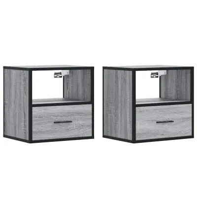 vidaXL Stenska nočna omarica 2 kosa siva sonoma 40x31x39,5 cm
