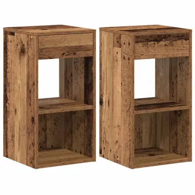 vidaXL Nočne omarice s predalom 2 kosa starinski les 35x34x66,5 cm
