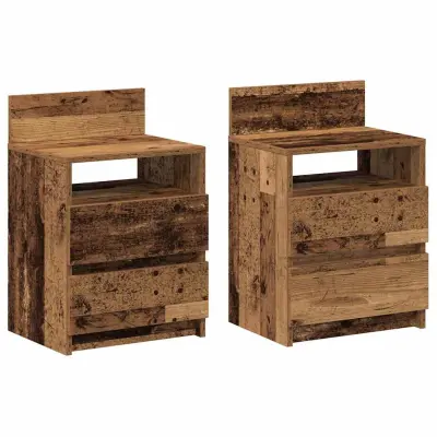 vidaXL Nočna omarica z 2 predaloma starinski les 40x33x60 cm