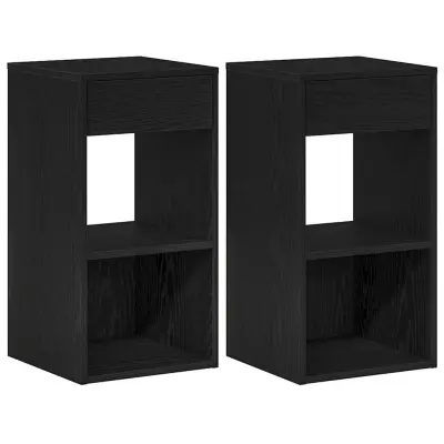 vidaXL Nočne omarice s predalom 2 kosa črna hrast 35x34x66,5 cm