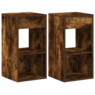 vidaXL Nočne omarice s predalom 2 kosa dimljeni hrast 35x34x66,5 cm