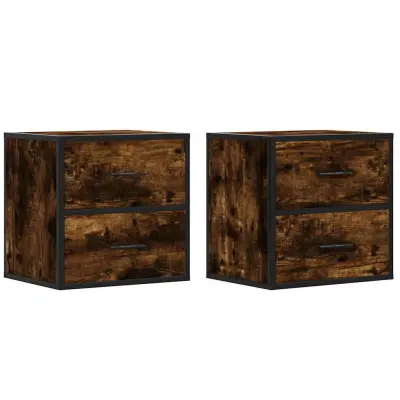 vidaXL Stenska nočna omarica 2 kosa dimljen hrast 40x31x39,5 cm