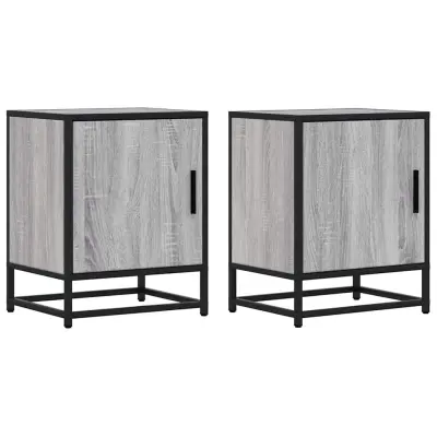 vidaXL Nočna omarica 2 kosa siva sonoma 40x31x50 cm inž. les in kovina