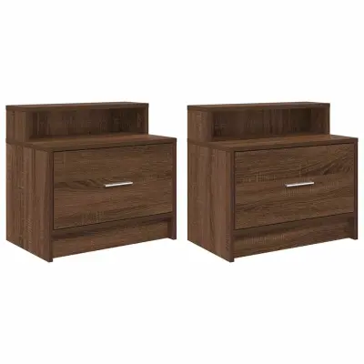 vidaXL Nočne omarice s predalom 2 kosa rjavi hrast 51x31x47 cm