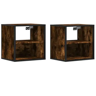 vidaXL Stenska nočna omarica 2 kosa dimljen hrast 40x31x39,5 cm