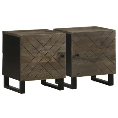 vidaXL Nočna omarica 2 kosa črna 40x33x46 cm trden mangov les