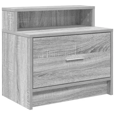 vidaXL Nočna omarica z predalom siva sonoma 51x31x47 cm