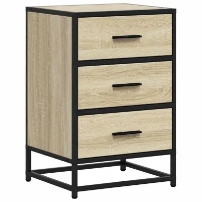 vidaXL Nočna omarica sonoma hrast 40x34,5x60 cm inž. les in kovina