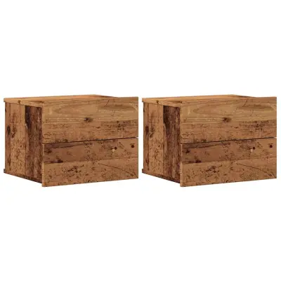 vidaXL Stenska nočna omarica 2 kosa starinski les 40x32x30 cm