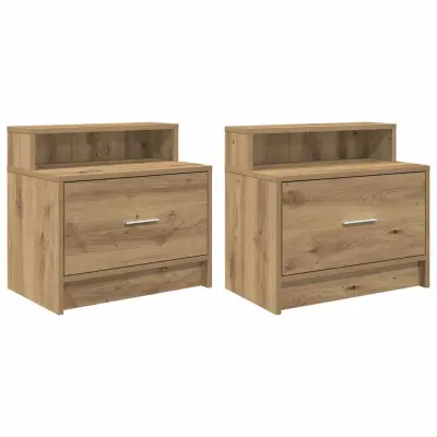 vidaXL Nočne omarice s predalom 2 kosa artisan hrast 51x31x47 cm