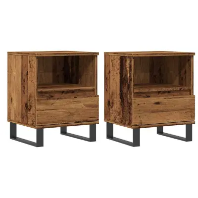 vidaXL Nočna omarica 2 kosa starinski les 40x35x50 cm inženirski les