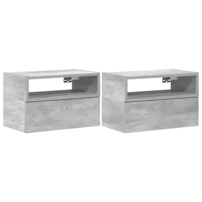 vidaXL Stenska nočna omarica 2 kosa betonsko siva 45x26x28,5 cm