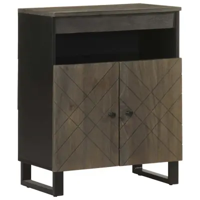 vidaXL Komoda črn 60x33x75 cm trden mangov les