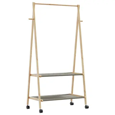 vidaXL Stojalo za oblačila s policami n kolesi 96x45,5x155,5 cm Bambus
