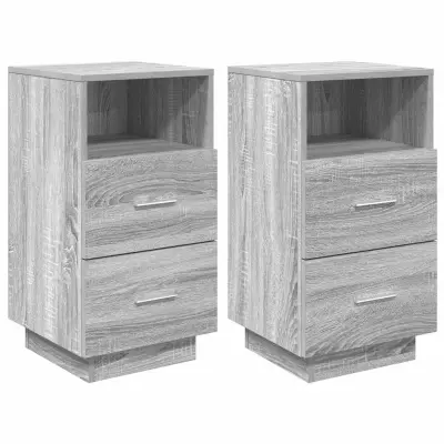 vidaXL Nočne omarice z 2 predaloma 2 kosa siva sonoma 36x36x68 cm