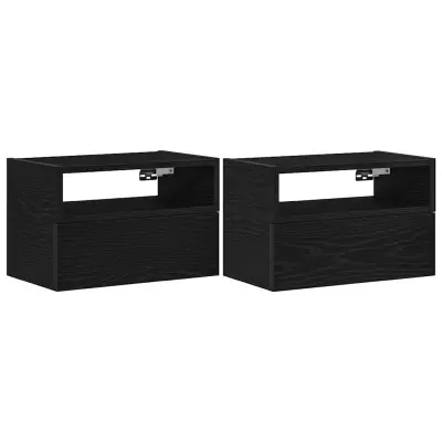 vidaXL Stenska nočna omarica 2 kosa črna 45x26x28,5 cm